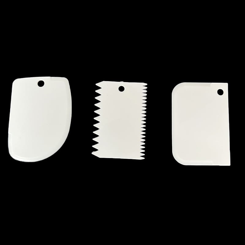 Set de trei spatule pentru cremă, cu spatulă arc dentat, unelte de decorare pentru cofetărie, spatulă din plastic DIY