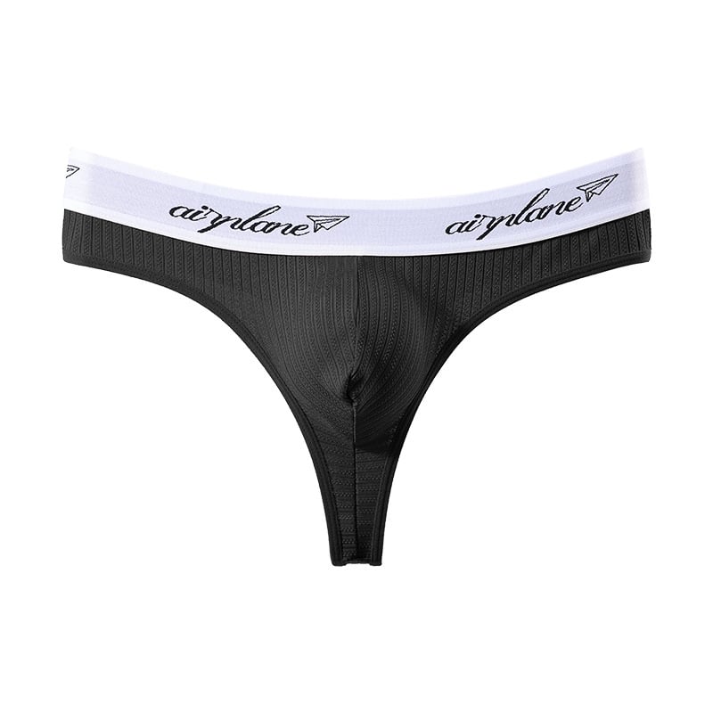 Slip bărbați thong, țesătură respirabilă ribată, buzunar 3D, talie joasă