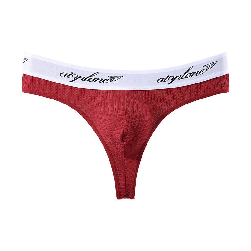 Slip bărbați thong, țesătură respirabilă ribată, buzunar 3D, talie joasă