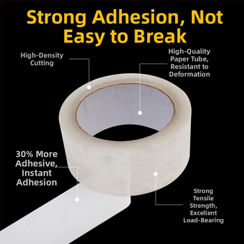 Bandă de ambalaj transparentă, lățime 48 mm, lungime 100 m, BOPP, bandă adezivă pentru sigilarea coletelor