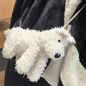 Geantă plush în formă de West Highland Terrier, geantă pentru umăr