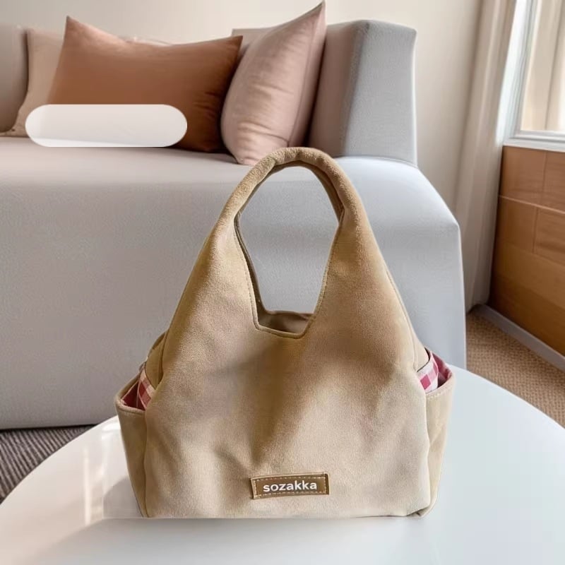 Geantă satchel medie pentru femei, culoare kaki, velur sintetic, fermoar, stil casual, Primăvara 2026