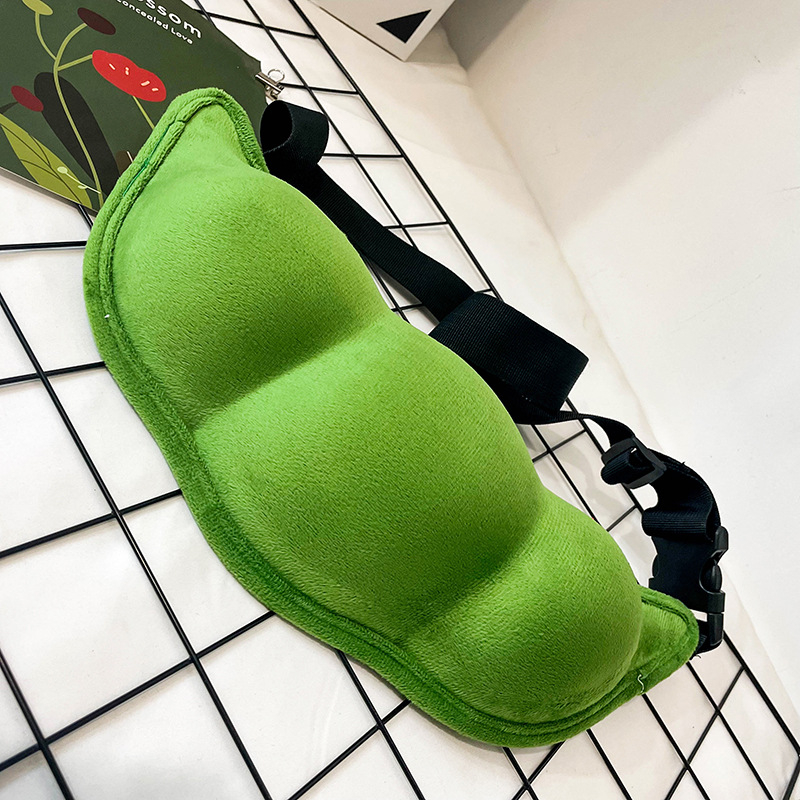 2026 Geantă unisex din pluș, crossbody, cu capacitate mare, design Edamame