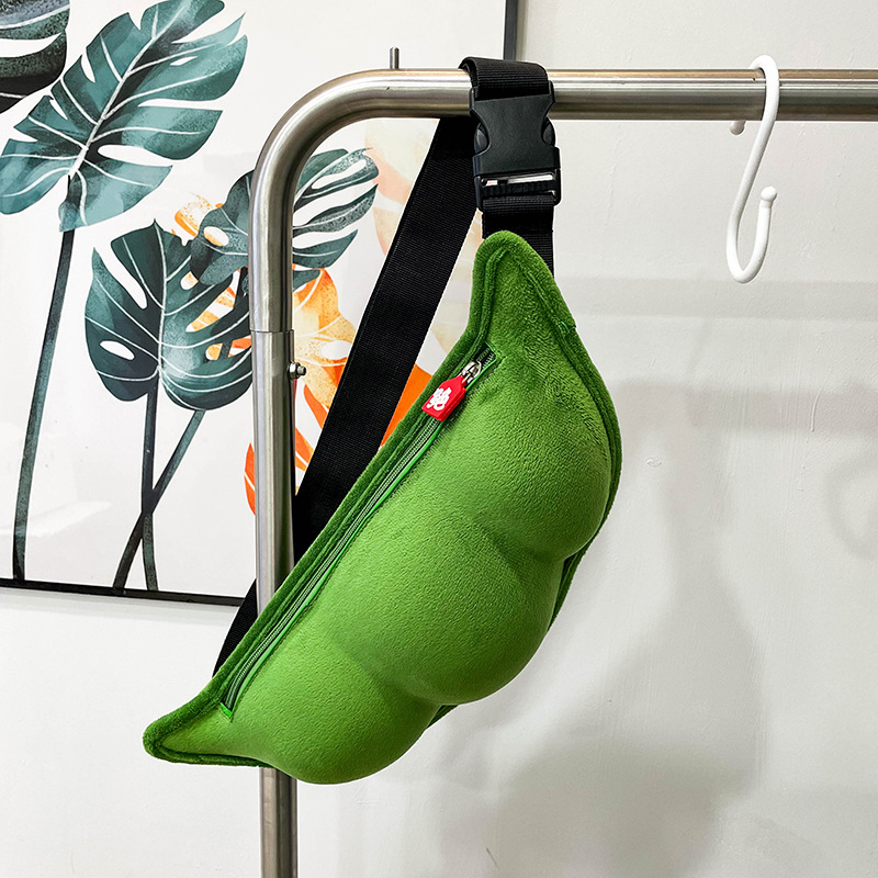 2026 Geantă unisex din pluș, crossbody, cu capacitate mare, design Edamame