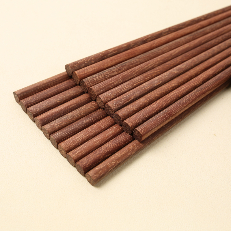 Bețișoare de masă din lemn pentru uz casnic, lemn solid, antiderapante, lemn de santal roșu, fără vopsea sau ceară, 10 perechi în cutie, gravare disponibilă