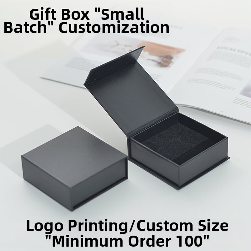 Cutie de bijuterii cu capac rabatabil, cutie neagră de cadou, imprimare de logo personalizabilă, ambalaj elegant pentru coliere de perle