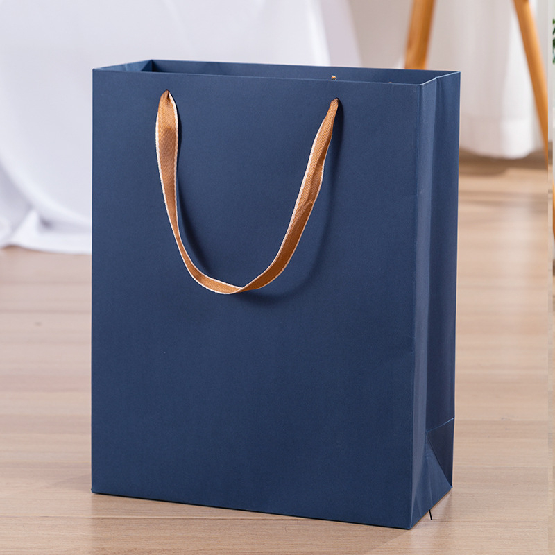 Geantă tote din hârtie premium, pentru cadouri, culoare albastru închis