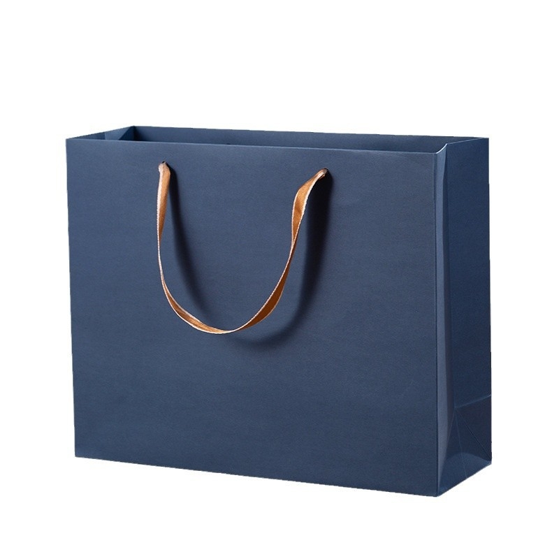 Geantă tote din hârtie premium, pentru cadouri, culoare albastru închis