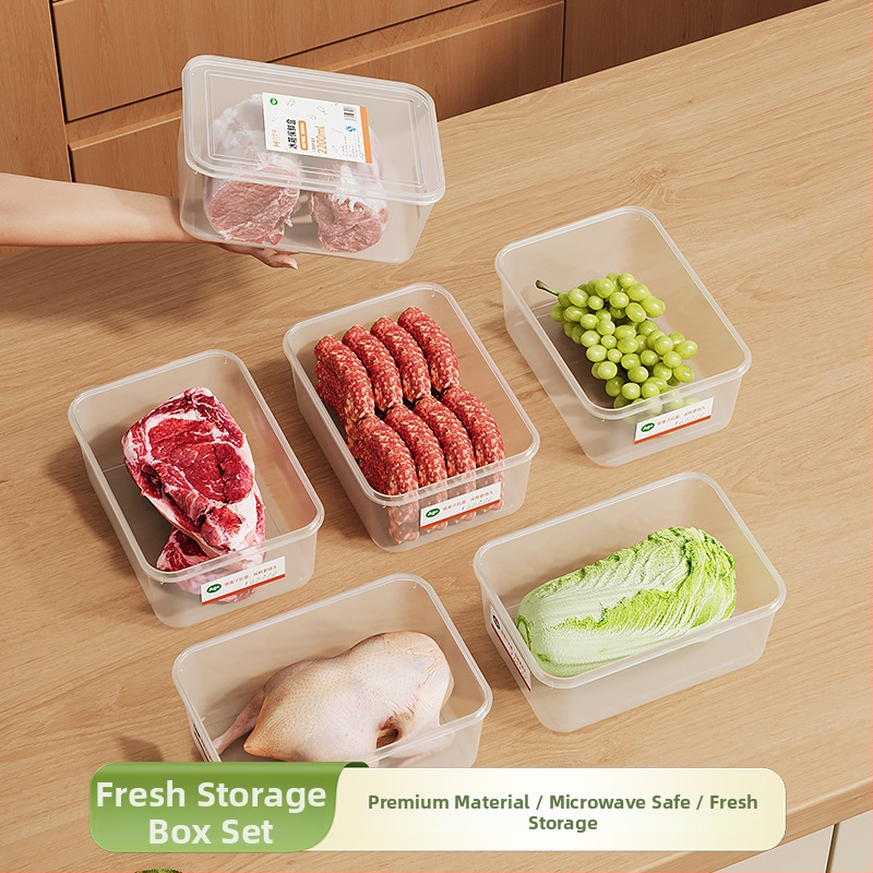 Cutie transparentă pentru frigider cu capac, pentru depozitare alimentară a cărnii congelate