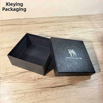 Cutie personalizată pentru ambalarea curelelor cu capac din două părți, cutie de cadouri de lux, cutie pătrată din hârtie pentru depozitarea portofelului, neagră, 13x13x5 cm