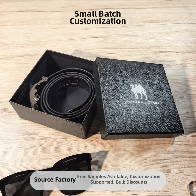 Cutie personalizată pentru ambalarea curelelor cu capac din două părți, cutie de cadouri de lux, cutie pătrată din hârtie pentru depozitarea portofelului, neagră, 13x13x5 cm