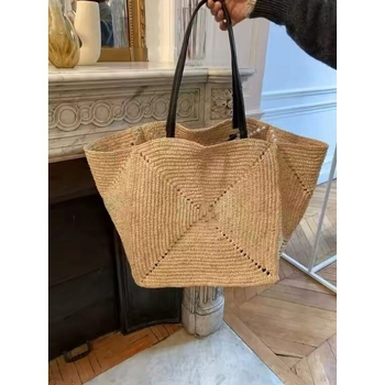 Geantă tote din raffia, pentru plajă și vacanțe, mare capacitate, lucrată manual pentru femei