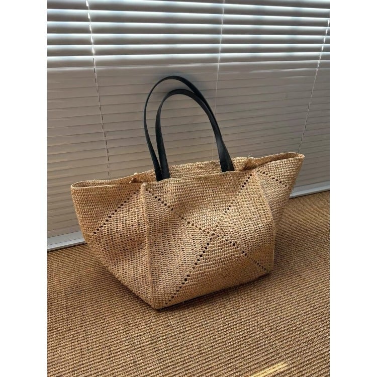 Geantă tote din raffia, pentru plajă și vacanțe, mare capacitate, lucrată manual pentru femei