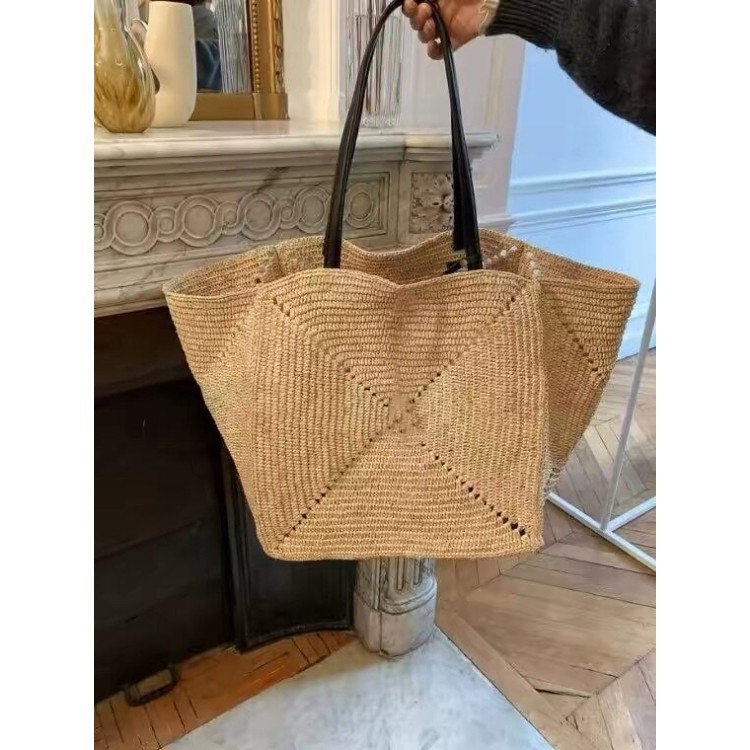 Geantă tote din raffia, pentru plajă și vacanțe, mare capacitate, lucrată manual pentru femei