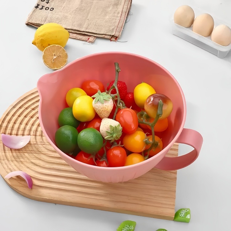 Vas de salată din plastic, cu gură largă și mâner, antiderapant, capacitate mare, pentru amestecare și bătutul ouălor