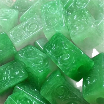 Jadeit verde sculptat – componente pentru pandantive DIY, 12 mm