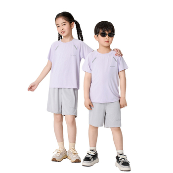 Set pentru copii, uscare rapidă: tricou cu mânecă scurtă și pantaloni scurți, vară, țesătură Ice Silk cu plasă, unisex, pentru copii 3–8 ani.