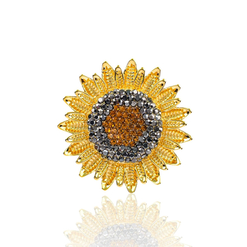 Broșă cu floarea-soarelui, stil european și american, accesoriu decorativ elegant pentru hainele femeilor