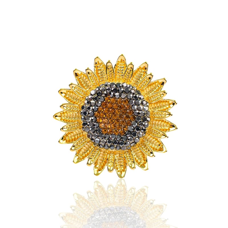 Broșă cu floarea-soarelui, stil european și american, accesoriu decorativ elegant pentru hainele femeilor