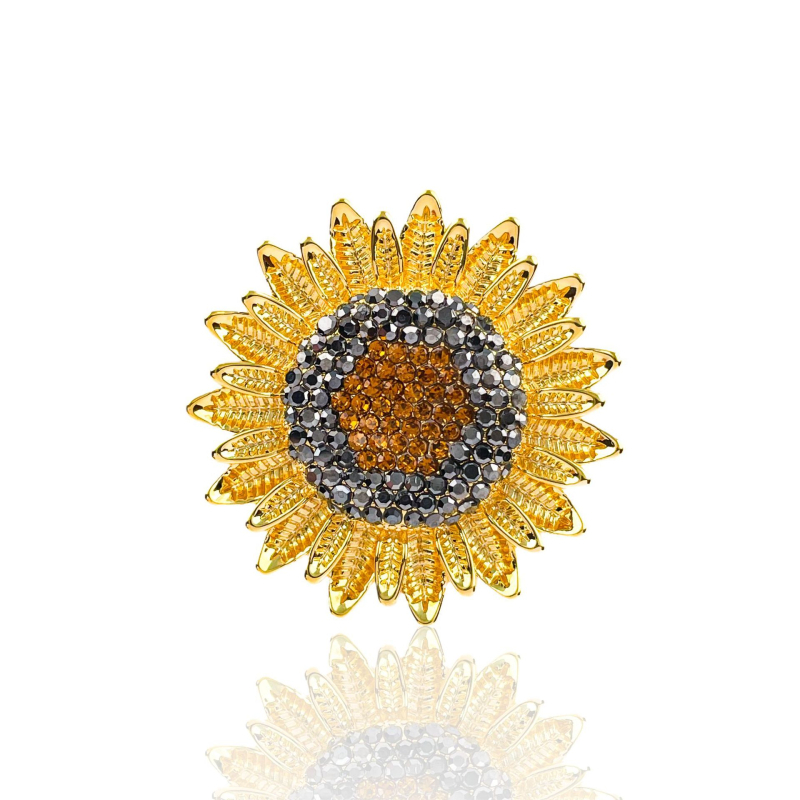 Broșă cu floarea-soarelui, stil european și american, accesoriu decorativ elegant pentru hainele femeilor