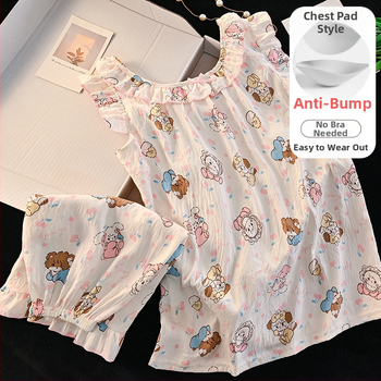 Set de pijamale pentru copii, vară 2025, top fără mâneci, stil prințesă, desen animat, îmbrăcăminte pentru casă