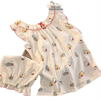 Set de pijamale pentru copii, vară 2025, top fără mâneci, stil prințesă, desen animat, îmbrăcăminte pentru casă