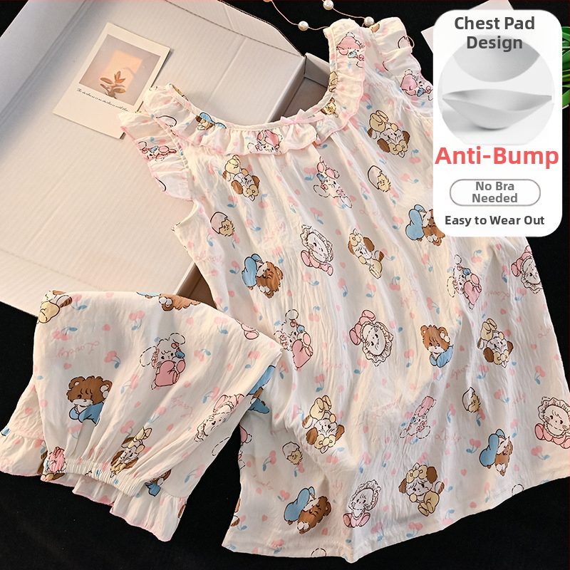 Set de pijamale pentru copii, vară 2025, top fără mâneci, stil prințesă, desen animat, îmbrăcăminte pentru casă