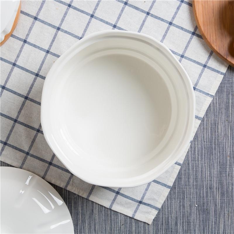 Vas ceramic mare cu capac, alb pur, veselă creativă, mare capacitate