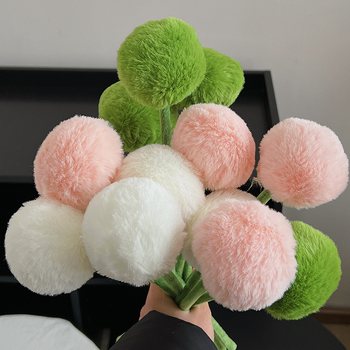 Pomponi moi în stil Ins pentru decor interior, aranjamente cu plante verzi artificiale, accesorii pentru buchet cu atmosferă pom-pom