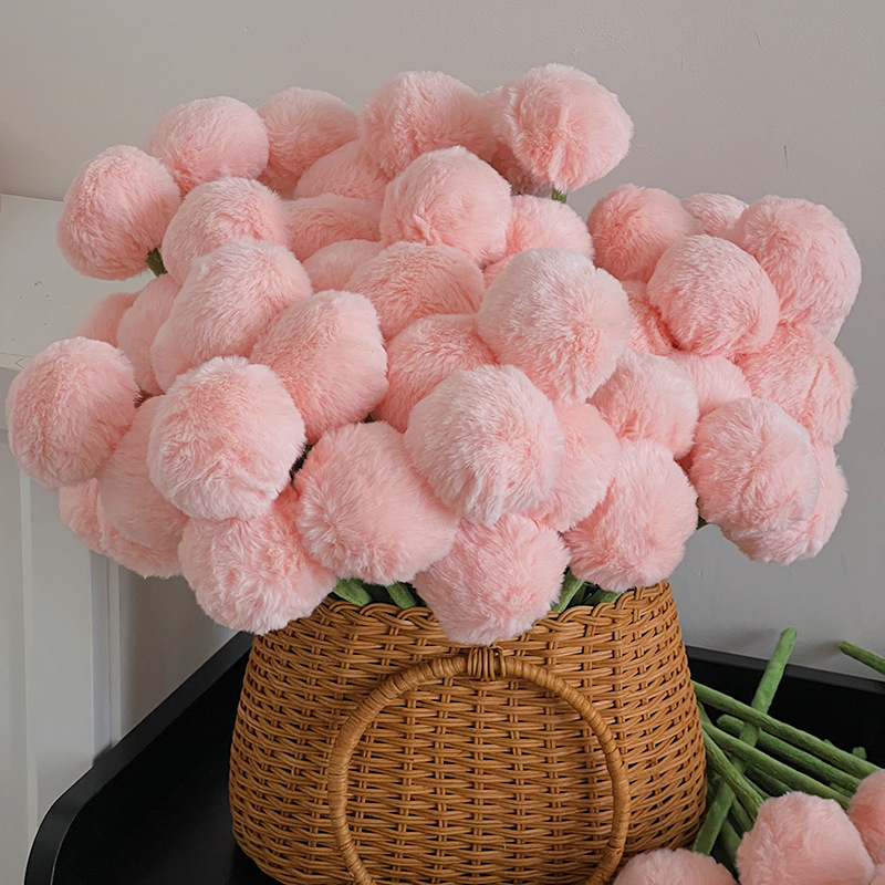 Pomponi moi în stil Ins pentru decor interior, aranjamente cu plante verzi artificiale, accesorii pentru buchet cu atmosferă pom-pom