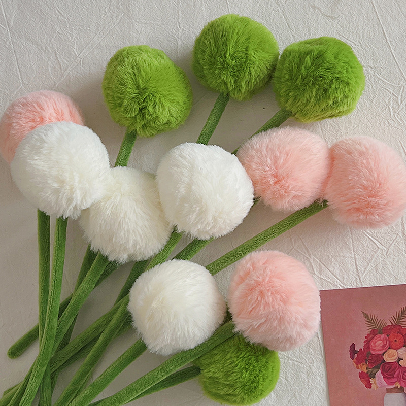 Pomponi moi în stil Ins pentru decor interior, aranjamente cu plante verzi artificiale, accesorii pentru buchet cu atmosferă pom-pom