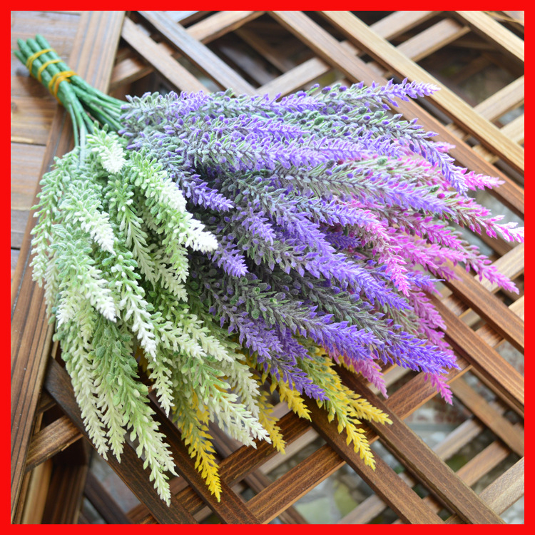 Flori artificiale lavandă și spice de grâu, plante decorative în stil pastoral, flori conservate