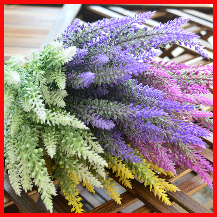 Flori artificiale lavandă și spice de grâu, plante decorative în stil pastoral, flori conservate