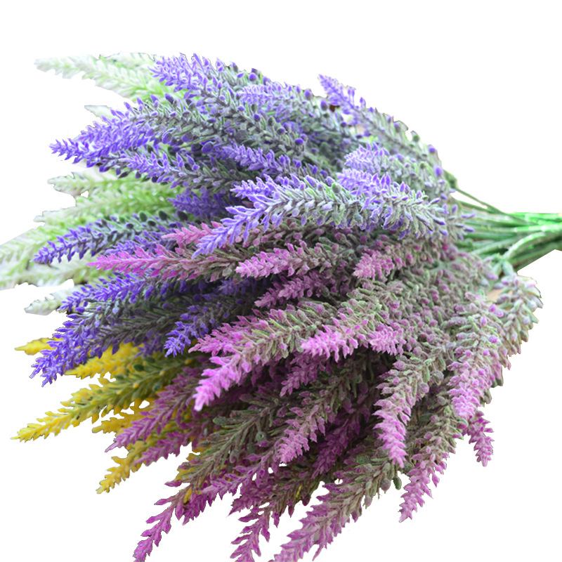Flori artificiale lavandă și spice de grâu, plante decorative în stil pastoral, flori conservate