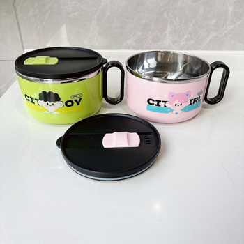 Vas pentru noodles din oțel inoxidabil 304, mare capacitate – pentru adulți, stil cutie de prânz