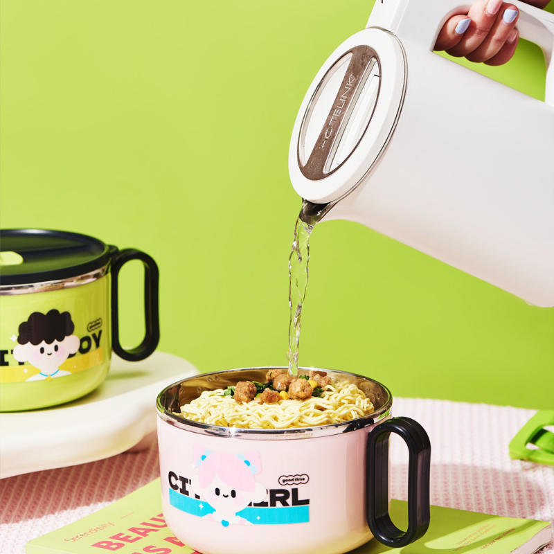 Vas pentru noodles din oțel inoxidabil 304, mare capacitate – pentru adulți, stil cutie de prânz