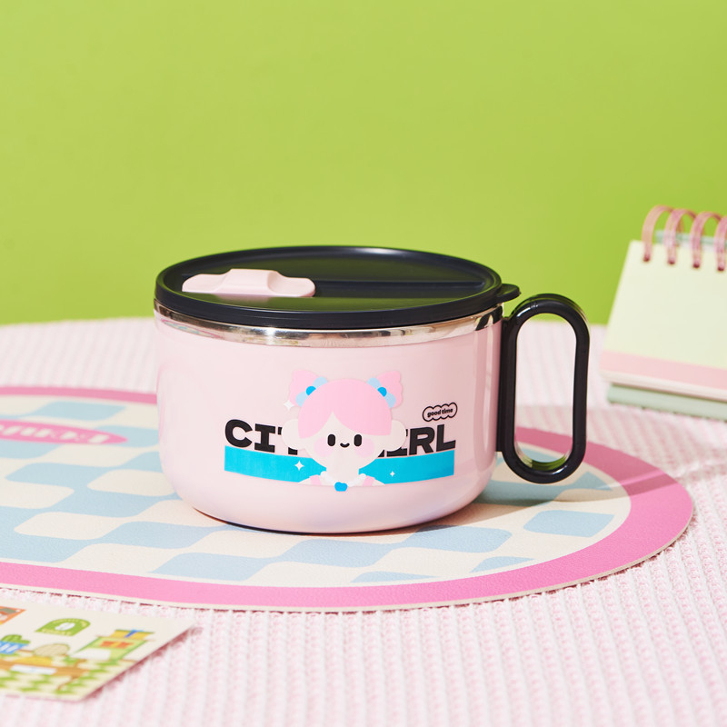 Vas pentru noodles din oțel inoxidabil 304, mare capacitate – pentru adulți, stil cutie de prânz