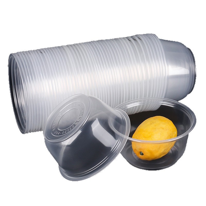 Set de unică folosință cu bol, bețișoare și cutie de masă – rotund, etanș, din plastic pentru uz casnic