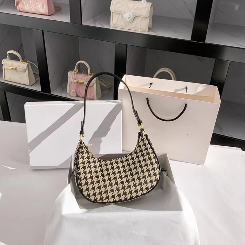 Geantă crossbody în formă de semilună, capacitate mare, PU, mărime medie, căptușeală din pânză