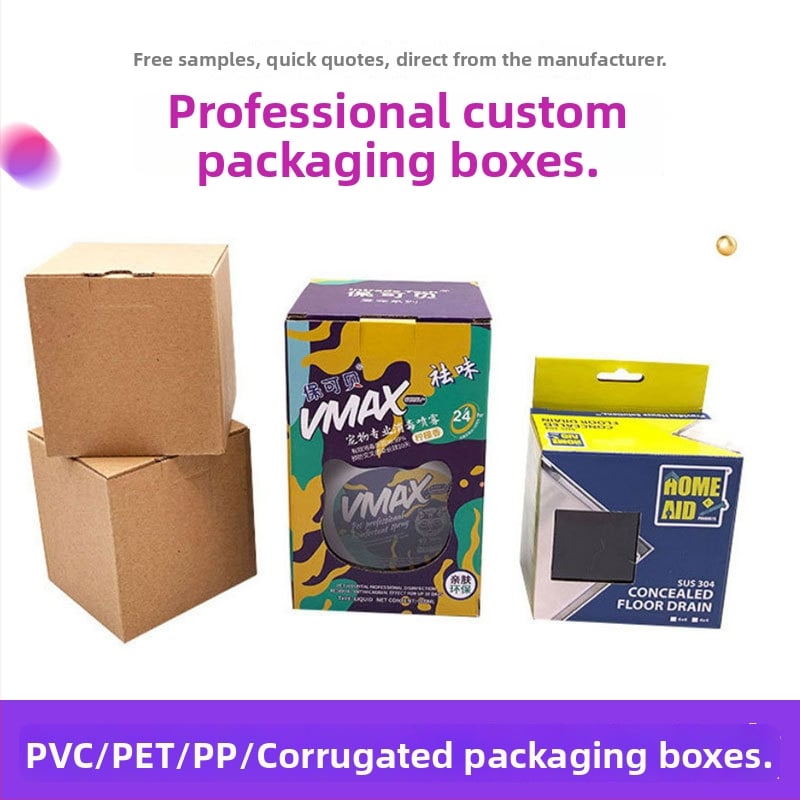 Cutie pliabilă din carton Kraft cu imprimare color, cutie cadou din carton ondulat, cu fereastră și bază cu închidere