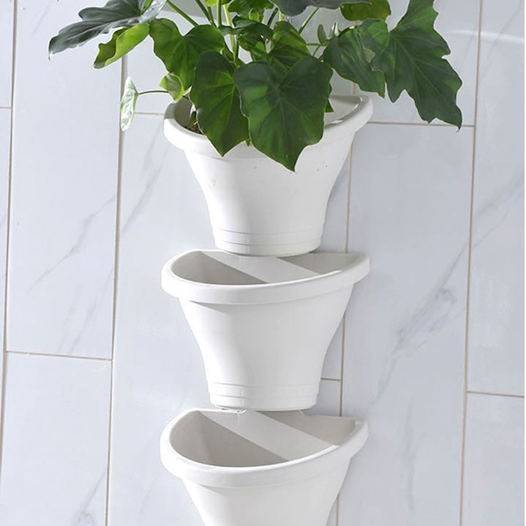 Set triplu de ghivece din plastic pentru montare pe perete, pentru balustrada balconului, stil european, ghivece hidroponice suspendate