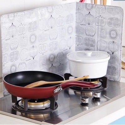 Protecție împotriva stropilor de ulei în bucătărie, panou din folie de aluminiu, 39×84 cm, grosime suplimentară