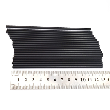Paie de plastic de unică folosință, neagră, PP alimentar, pentru cocktail, 4 × 210 mm