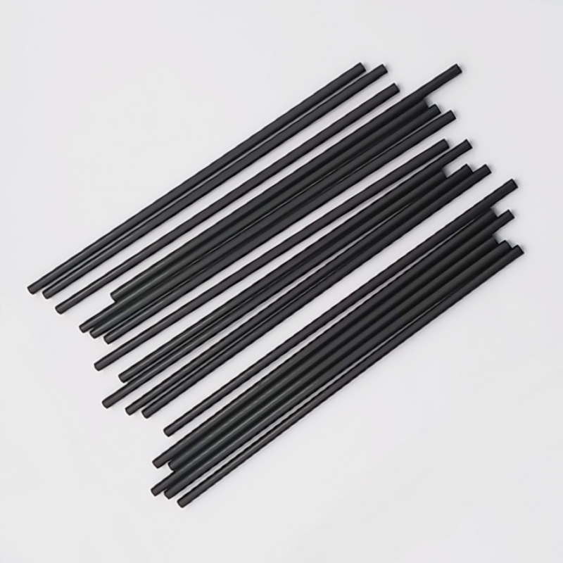 Paie de plastic de unică folosință, neagră, PP alimentar, pentru cocktail, 4 × 210 mm