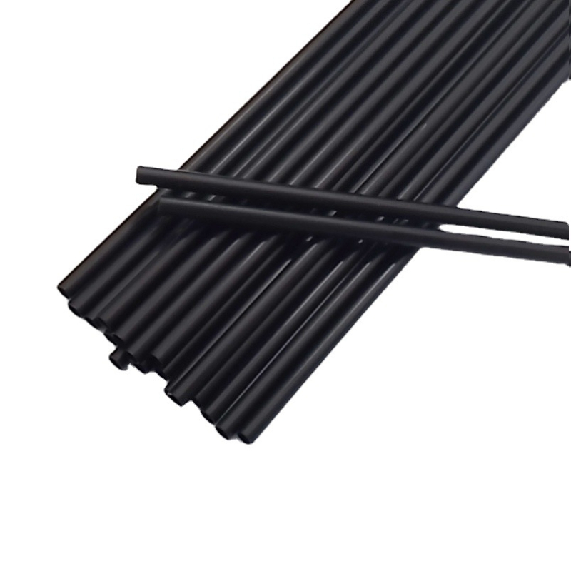 Paie de plastic de unică folosință, neagră, PP alimentar, pentru cocktail, 4 × 210 mm