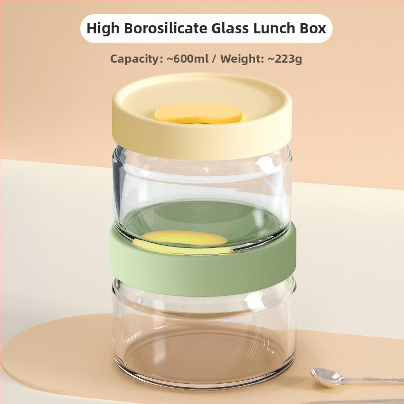 Cutie prânz din sticlă cu bol pentru cuptor cu microunde – formă rotundă, 501–800 ml, sticlă borosilicată
