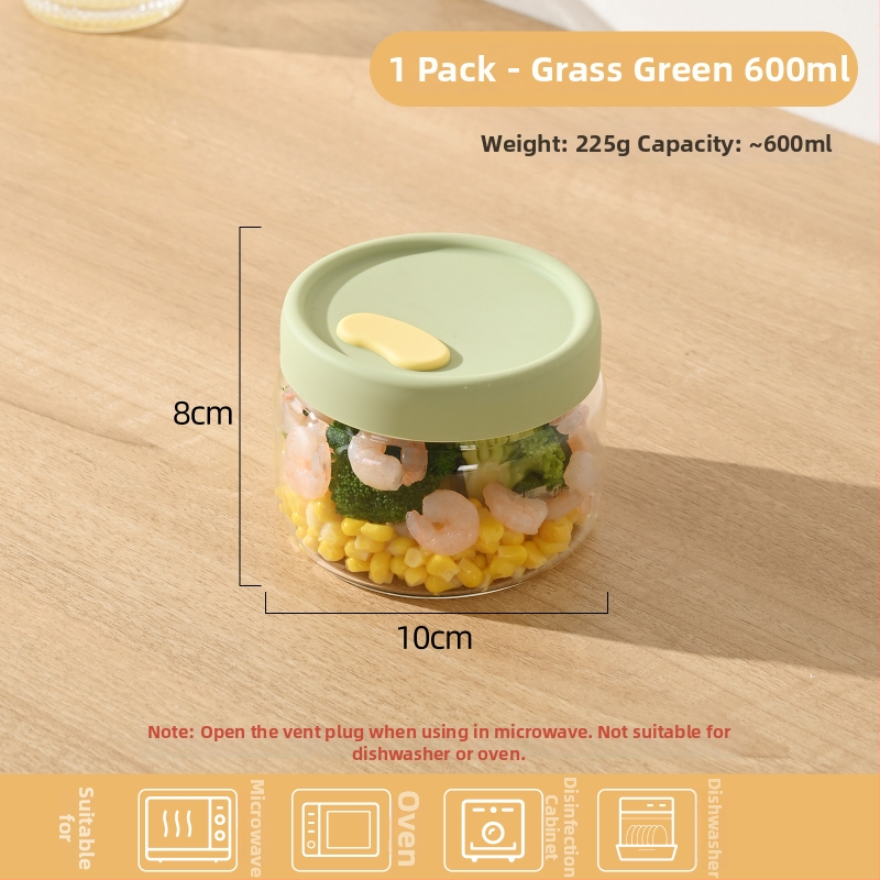 Cutie prânz din sticlă cu bol pentru cuptor cu microunde – formă rotundă, 501–800 ml, sticlă borosilicată