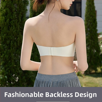 Sutien fara bretele, push-up pentru femei, antiaderent, fara cusaturi, culoare nude, modelare invizibila, grosime subțire pentru vară, cupe 3/4, bretele duble detașabile, închidere spate cu patru cârlige