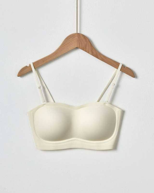 Sutien fara bretele, push-up pentru femei, antiaderent, fara cusaturi, culoare nude, modelare invizibila, grosime subțire pentru vară, cupe 3/4, bretele duble detașabile, închidere spate cu patru cârlige