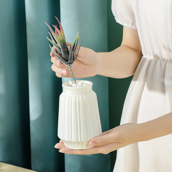 Vază nordică cu aspect ceramic pentru flori uscate, din plastic, decor pentru sufragerie, comodă TV și masă de dining